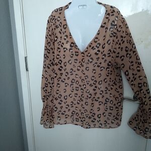 A New Day Womens XXL Cheetah Blouse